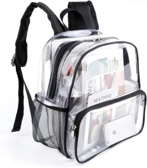 12x6x12 Clear Backpack Stadium Approved with Reinforced Straps,Mini Small Clear Bag for Stadium Events,Festival,Concerts,Sporting Events -Black