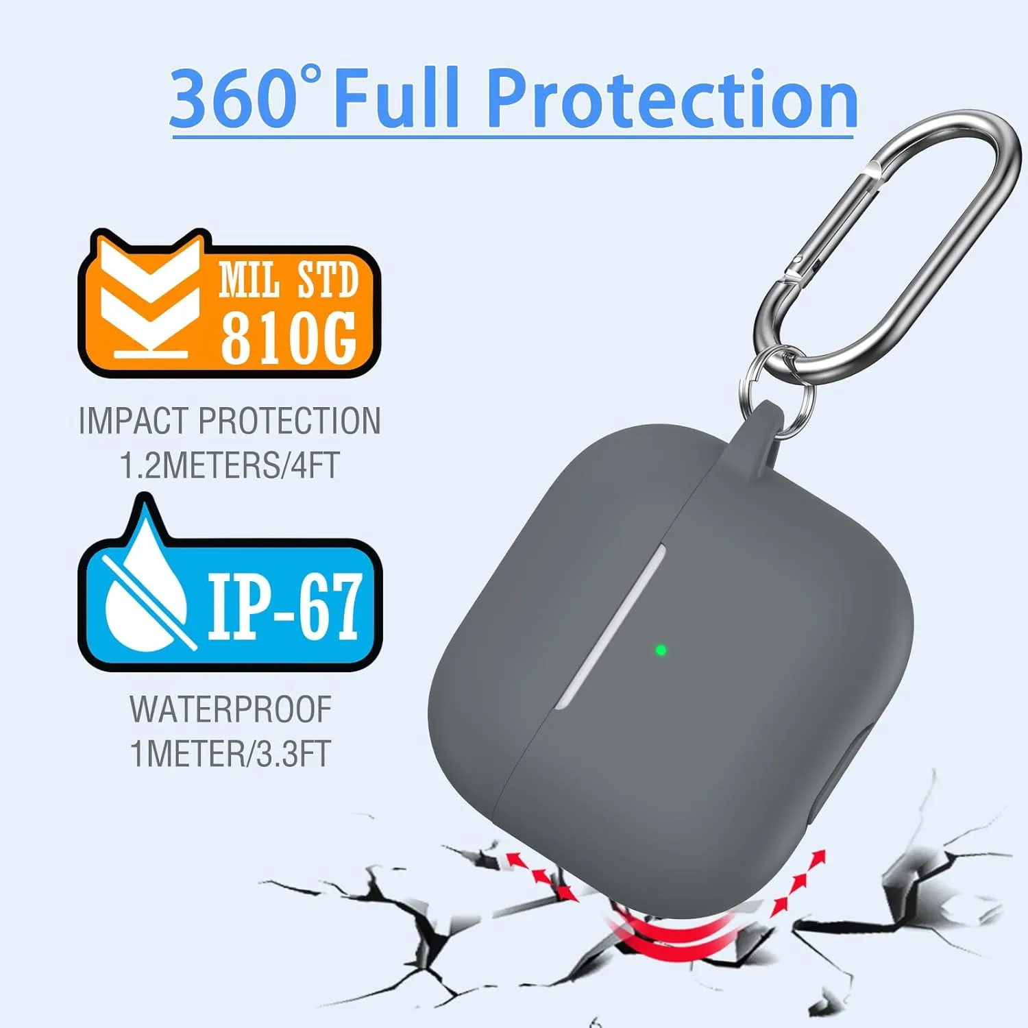 AirPods 3 Case Cover, Soft Silicone Protective Case Skin for Airpods 3rd Generation 2021 Charging Case with KeychainFront LED Visible-Pebble