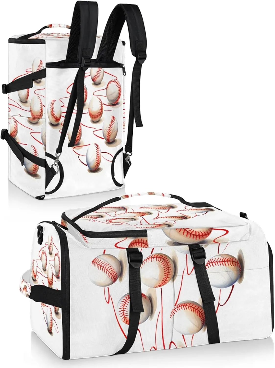 Baseball Ball Gym Bags for Men Women Sports Backpack with Shoe Compartment 3-in-1 Tactical Duffle Bag for Overnight Weekender Travel