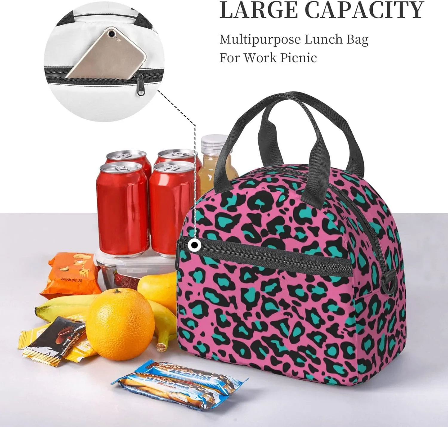 Bowling Party Print,Insulated Lunch Bag for Women/Men,Bowling Red Ball Image,Reusable Leakproof Cooler Tote Bag Organizer with Adjustable Shoulder Strap for Adult,Red Blue