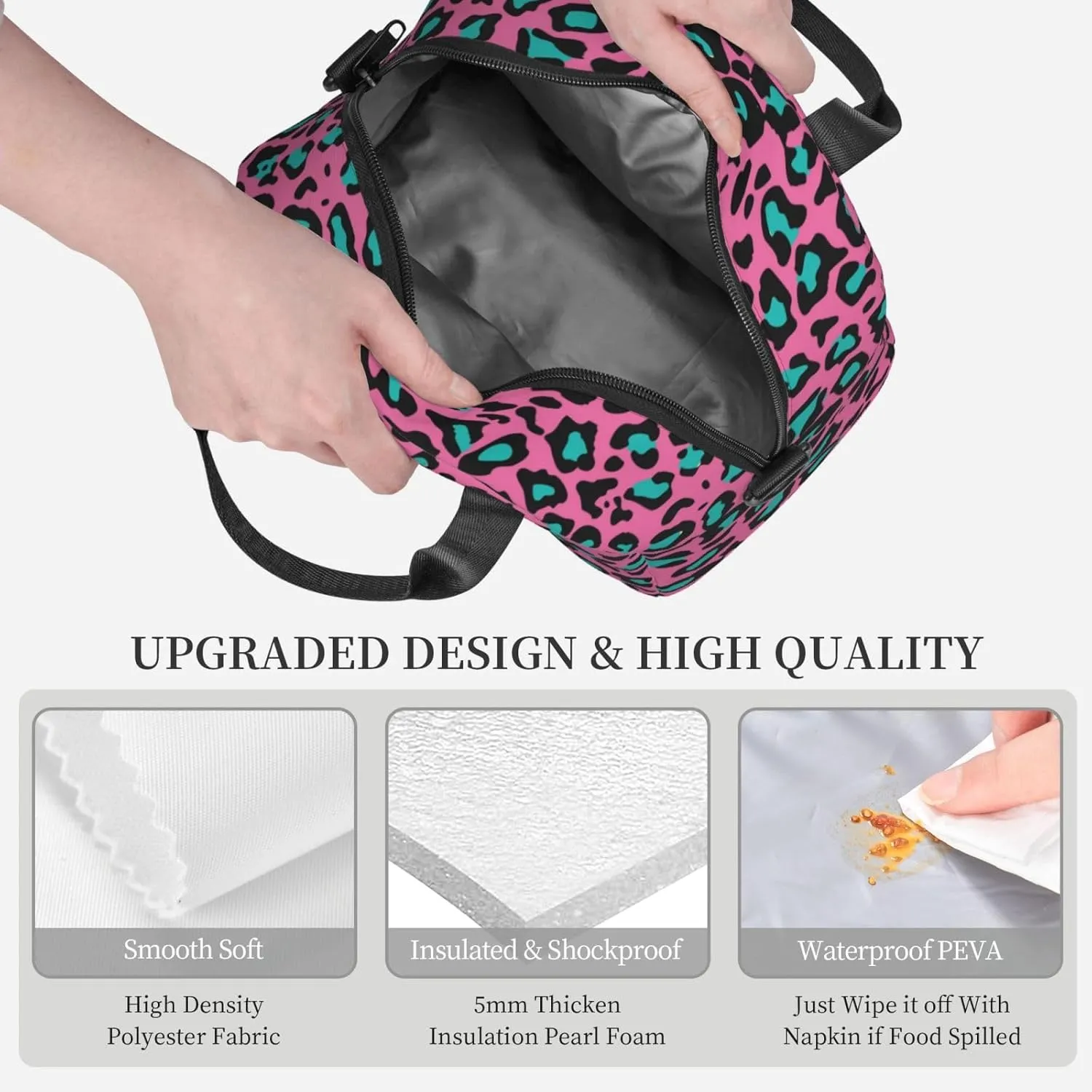 Bowling Party Print,Insulated Lunch Bag for Women/Men,Bowling Red Ball Image,Reusable Leakproof Cooler Tote Bag Organizer with Adjustable Shoulder Strap for Adult,Red Blue