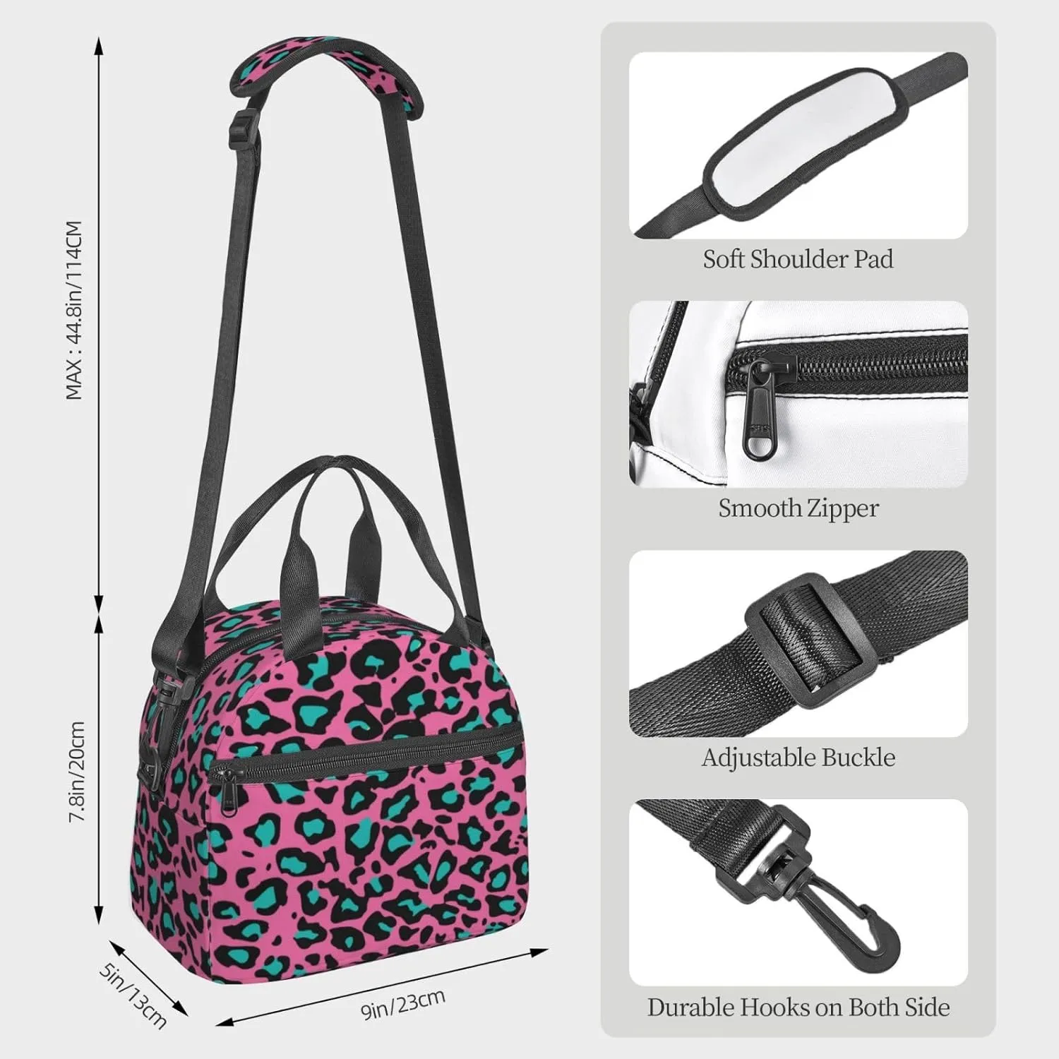 Bowling Party Print,Insulated Lunch Bag for Women/Men,Bowling Red Ball Image,Reusable Leakproof Cooler Tote Bag Organizer with Adjustable Shoulder Strap for Adult,Red Blue
