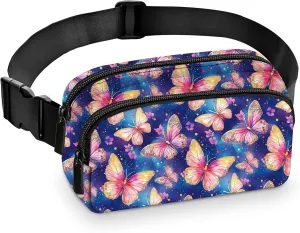 Butterfly Fanny Pack for Women Belt Bag Fashion Waist Pouch with Adjustable Strap for Sports Running Traveling Hiking Camping Cycling