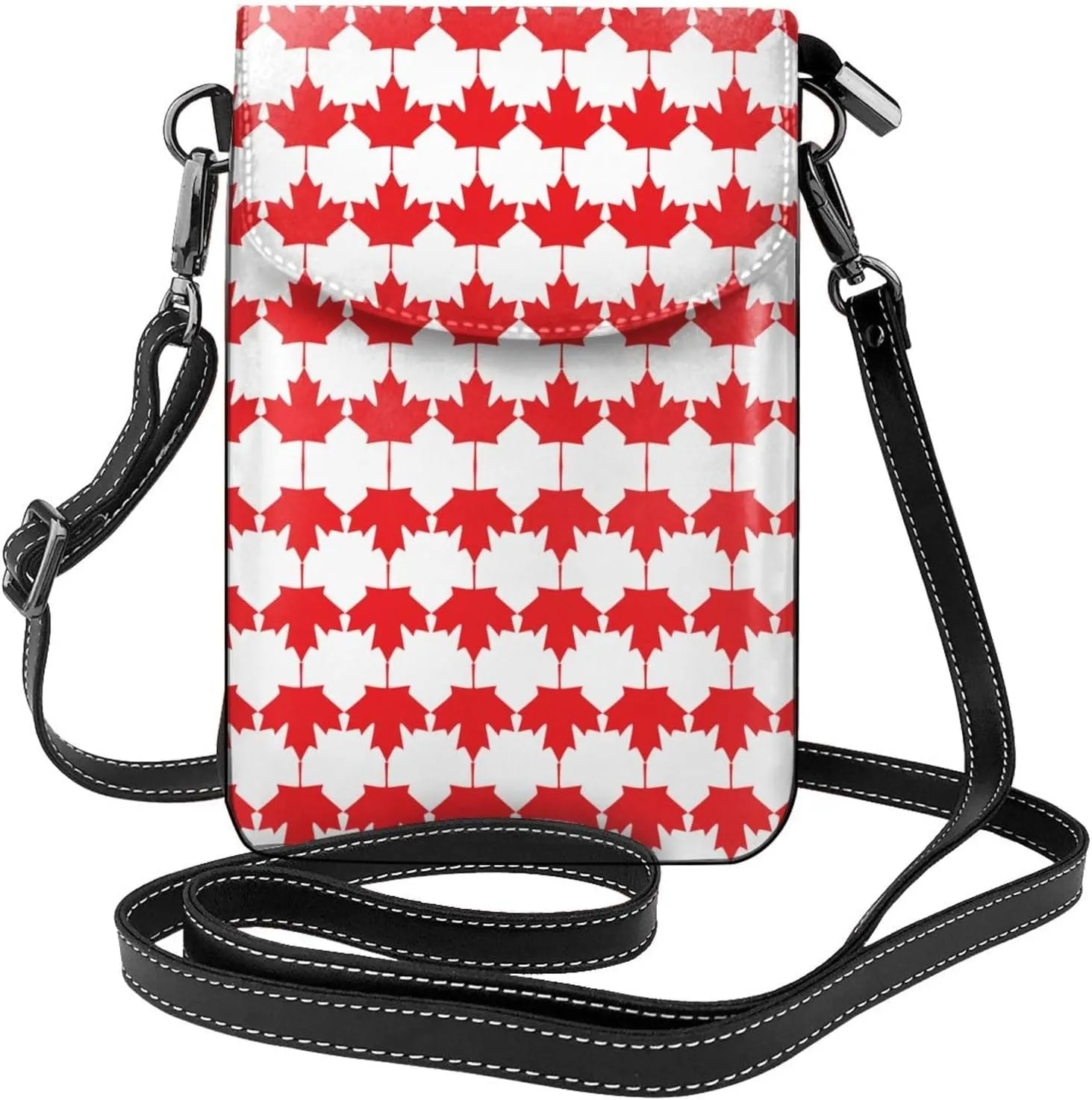 Canadian Maple Leaf Flag Small Crossbody Phone Bags For Women Leather Cell Phone Purse Wallet