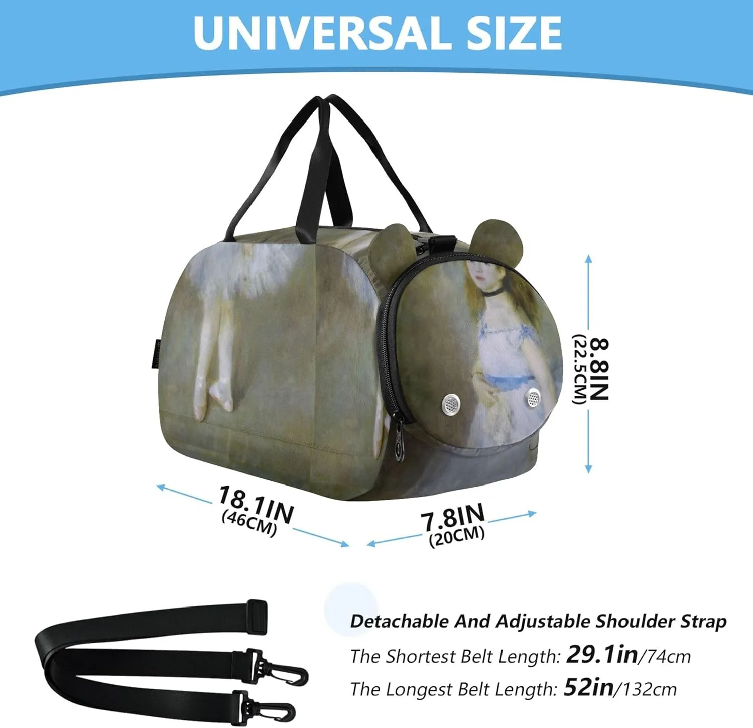 Carry on Duffel for Boys Weekender Overnight Auguste Renoir Dance Print Girls Duffle Bags for Travel Kids Dance Duffle