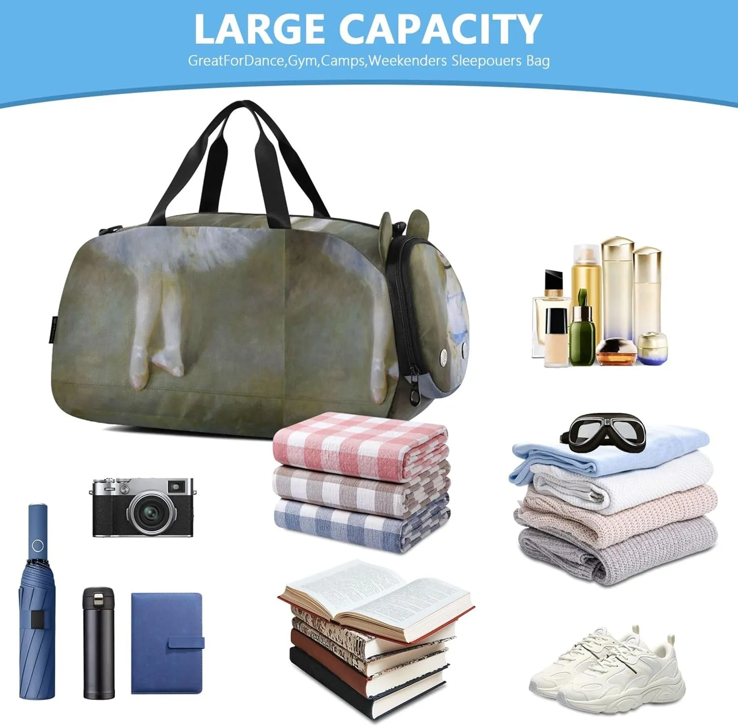 Carry on Duffel for Boys Weekender Overnight Auguste Renoir Dance Print Girls Duffle Bags for Travel Kids Dance Duffle