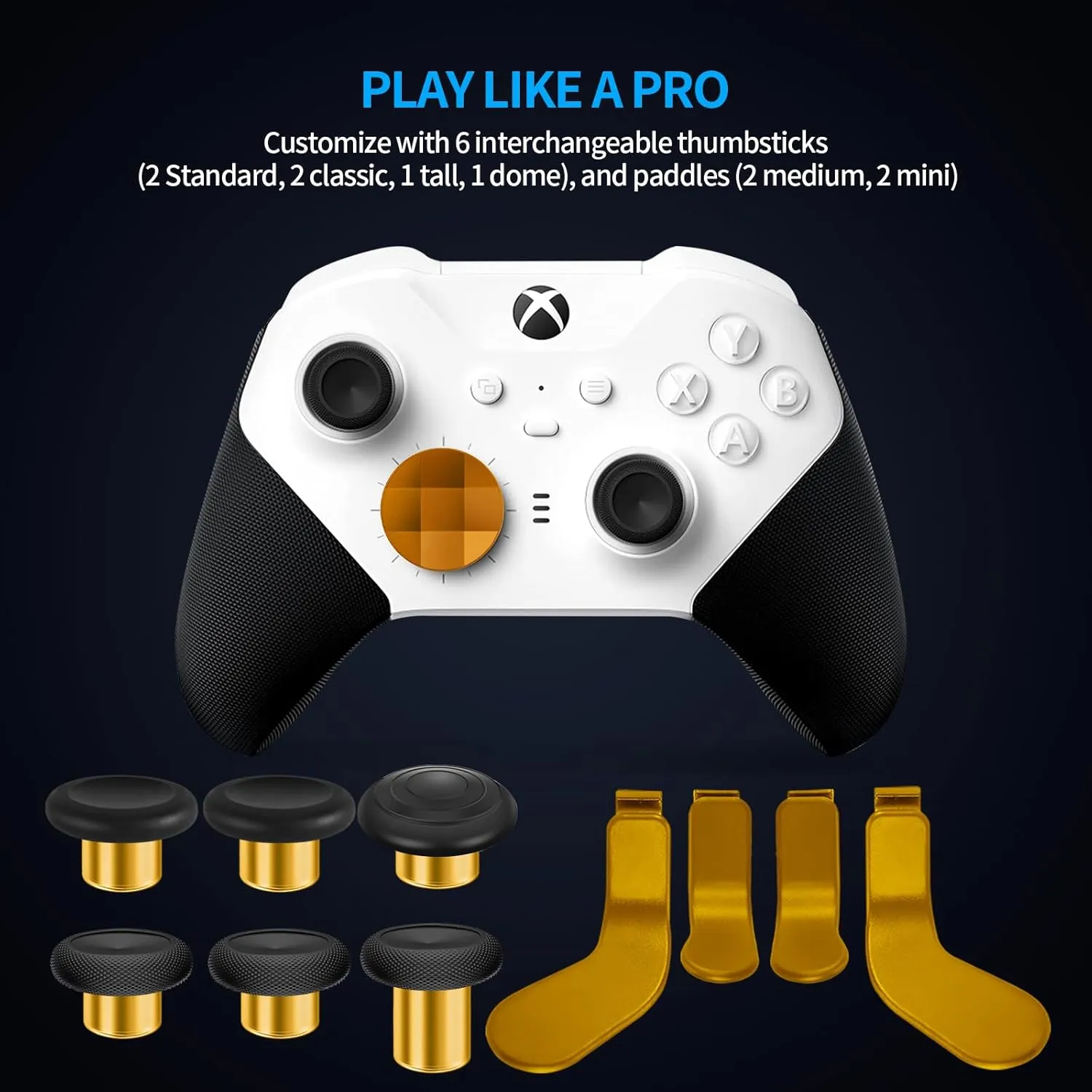 Complete Component Pack Replacement Parts Repair Accessories Kit with Storage Case, Charging Dock and Cable,6 Thumbsticks, 4 Paddles, 2 D-Pads for Xbox One Elite Series 2 and Core Controller