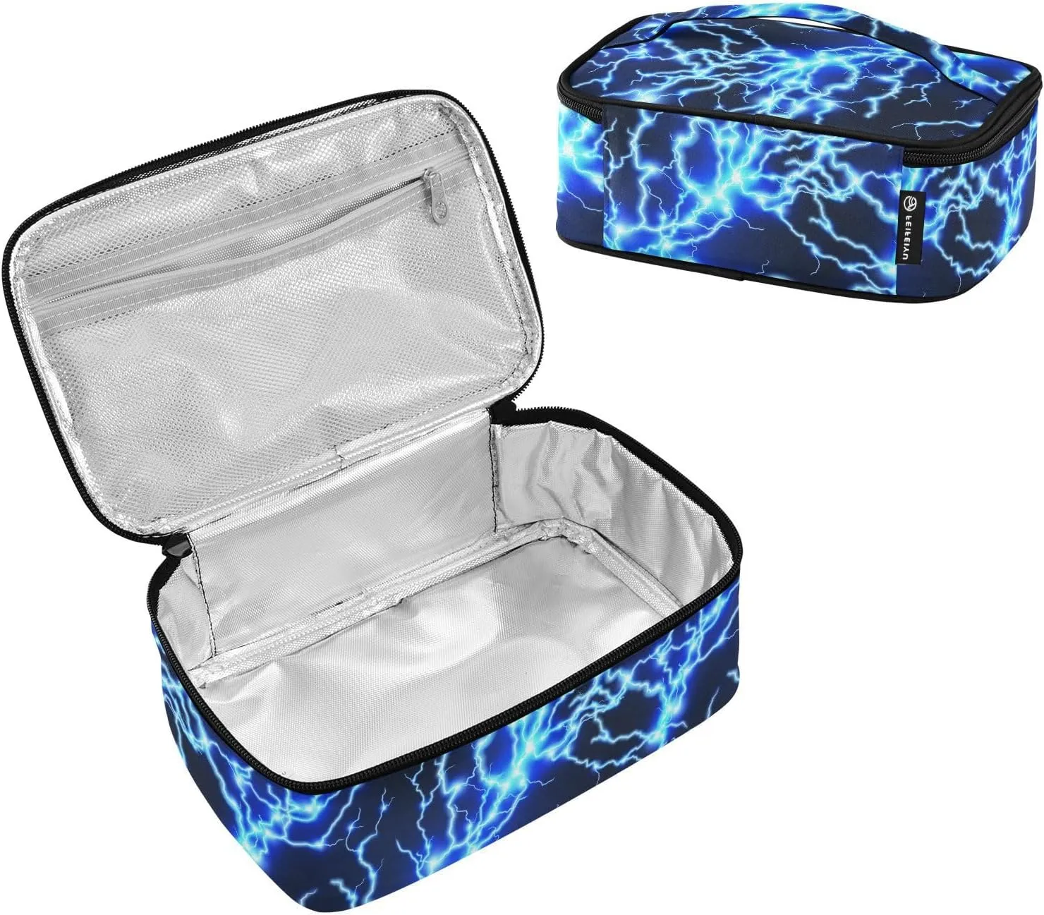 Cool Blue Lightning Small Lunch Bag for Man Women, Mini Lunchbox Insulated Lunch Box Kids Tote Lunch Bag Adult Lunch Bag Food Containers Portable Cooler Bags Reusable Snack Bag