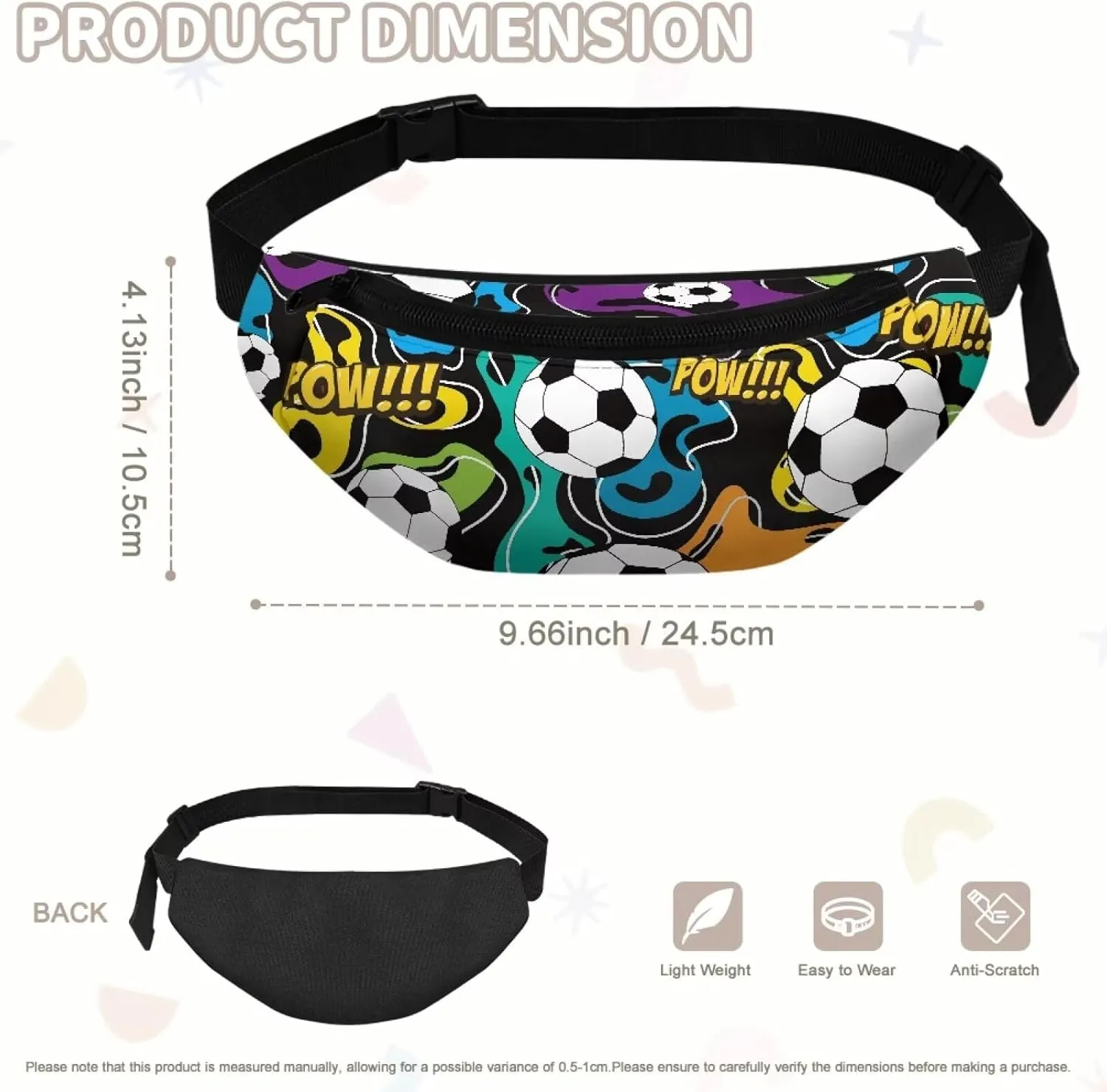 Cozeyat Soccer Kids Fanny Pack for Toddler Boys Small Belt Bag Crossbody Sling Bag Waist Pack for Runing Hiking Camping Traveling