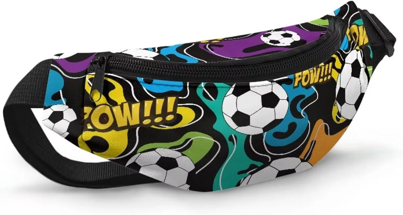 Cozeyat Soccer Kids Fanny Pack for Toddler Boys Small Belt Bag Crossbody Sling Bag Waist Pack for Runing Hiking Camping Traveling