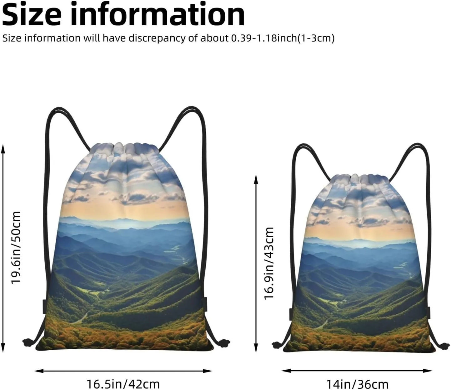 Drawstring Backpack Sports Gym Bag Blue Ridge Parkway Mountains Drawstring Bags Foldable Backpack for Women Men