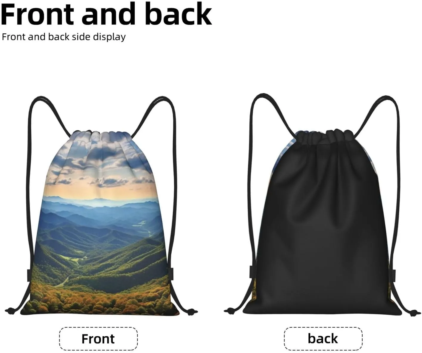 Drawstring Backpack Sports Gym Bag Blue Ridge Parkway Mountains Drawstring Bags Foldable Backpack for Women Men