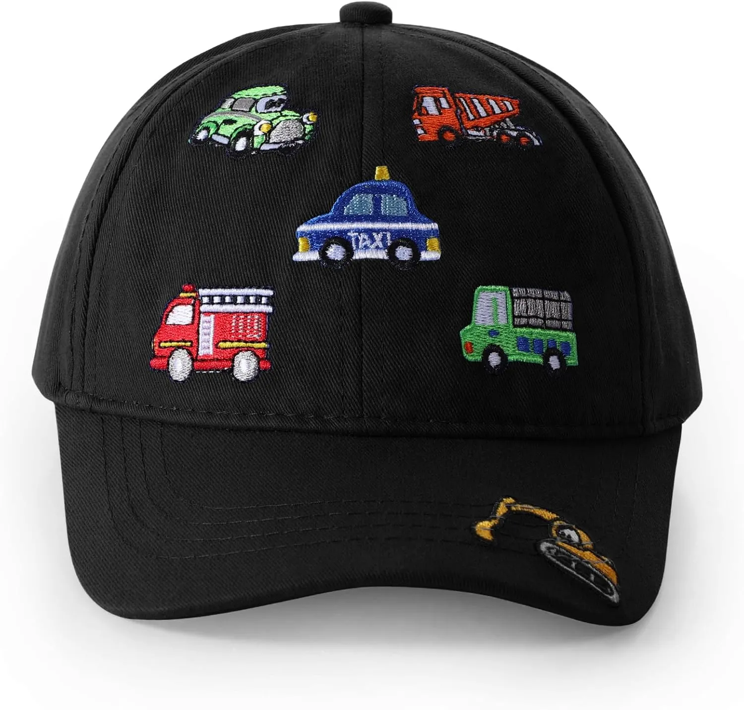 Embroidered Baseball Caps for Boys Girls Fire Truck Excavator Trucker Hat Funny Adjustable Summer Hats Age 3-8