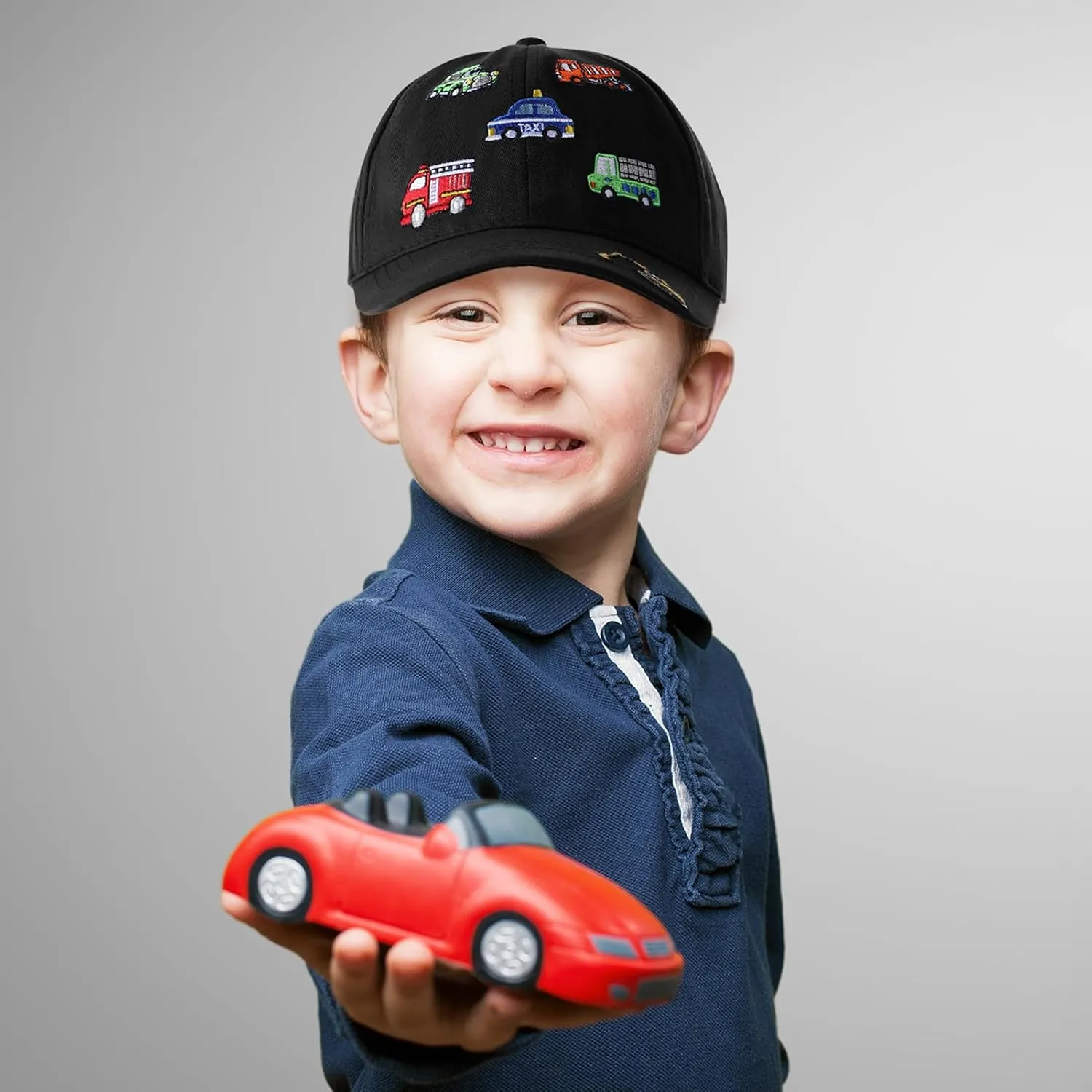 Embroidered Baseball Caps for Boys Girls Fire Truck Excavator Trucker Hat Funny Adjustable Summer Hats Age 3-8