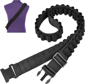 EZshoot Shotgun Shell Bandolier for 12 or 20 Gauge Large Capacity Adjustable Nylon Shell Shoulder Carrier Belt Hold 56 Shells