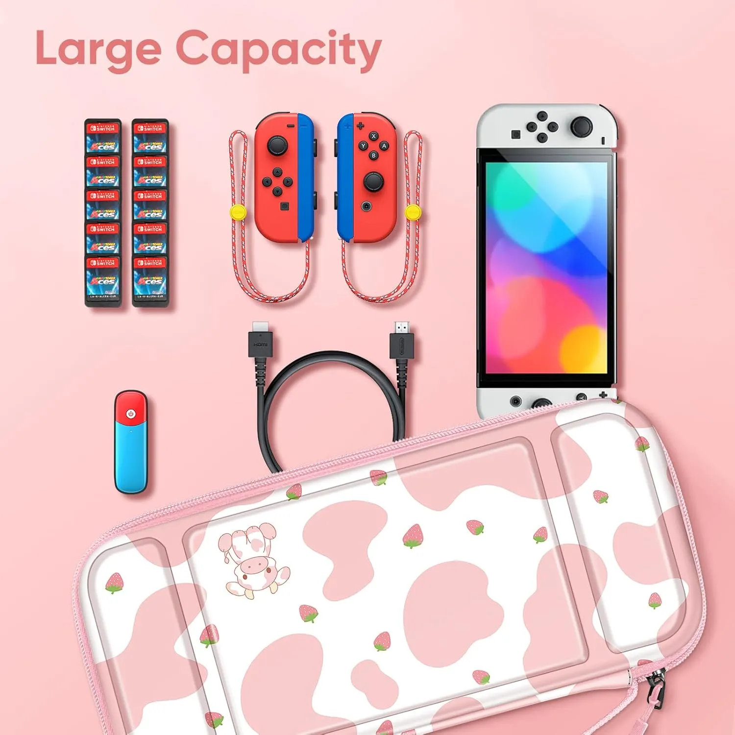 Fintie Carrying Case for Nintendo Switch OLED Model 2021/Switch 2017, [Shockproof] Hard Shell Protective Cover Travel Bag with 10 Game Card Slots & Inner Pocket