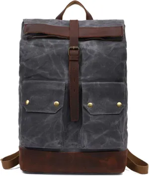 Gym Bags Waterproof Outdoor Men Backpack Large Capacity Waxed Canvas Travel Bag European Vintage Style Male Rucksack 2021 (Color : Gray) (Grey)