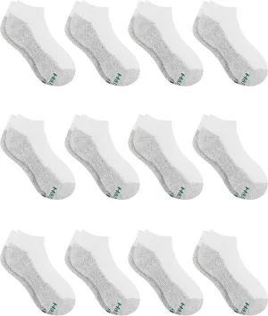 Hanes Boys' Socks, Double Tough Cushioned Ankle and No Show, 12-Pair Packs
