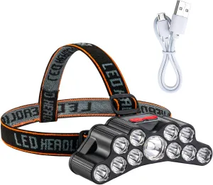 Headlamp Rechargeable, 22000 High Lumen 11 Head Lights for Forehead, IPX5 Waterproof Headlamp, Head Lamps Led Super Bright for Runing, Hunting and Working