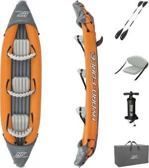 Hydro-Force 9'2" x 34" Ventura Elite X1 Inflatable Kayak Set | Fits 1 Adult | Includes Boat, Aluminum Paddle, Hand Pump, Fins, Seat, Gear Bag, Carry Bag, Repair Patch Kit