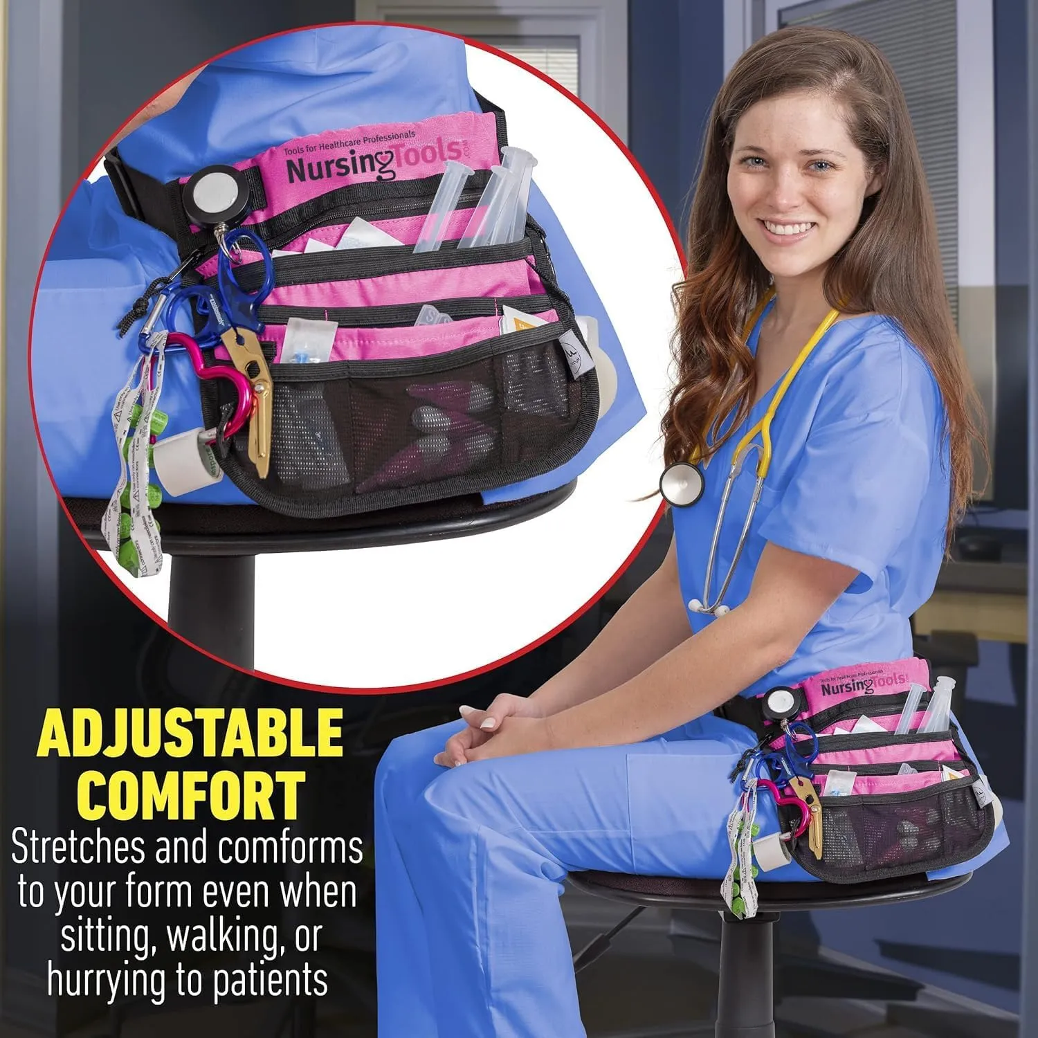 Kangapak Nurse Fanny Pack Multi Compartment Waist Organizer Tool Bag for Students, Practitioners & Medical Professionals