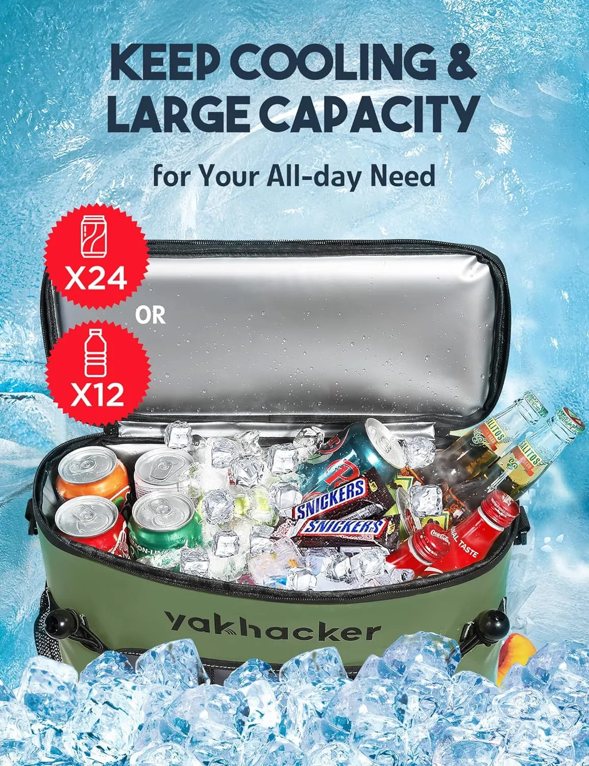 Kayak Cooler, Waterproof Seat Back Cooler for Kayaks with Lawn-Chair Style Seats, Kayak Accessories Cooler Bag, Portable Ice Chest Cooler for Kayaking, Travel, Lunch, Beaches &Trips
