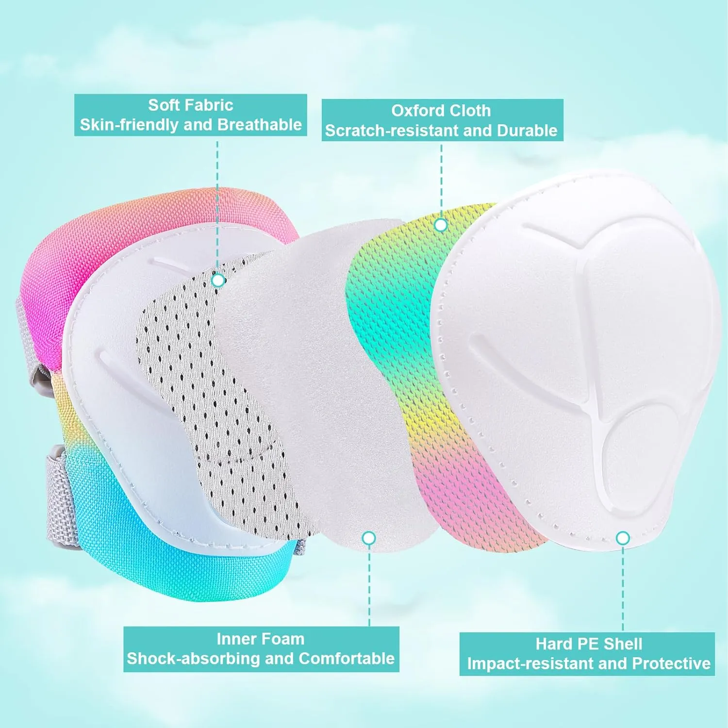 Knee Pads for Kids, Adjustable Toddler Knee Pads and Elbow Pads Set for Boys Girls 3-8-13 Years, Kids Protective Gear Set for Skating Roller Skate Scooter Cycling