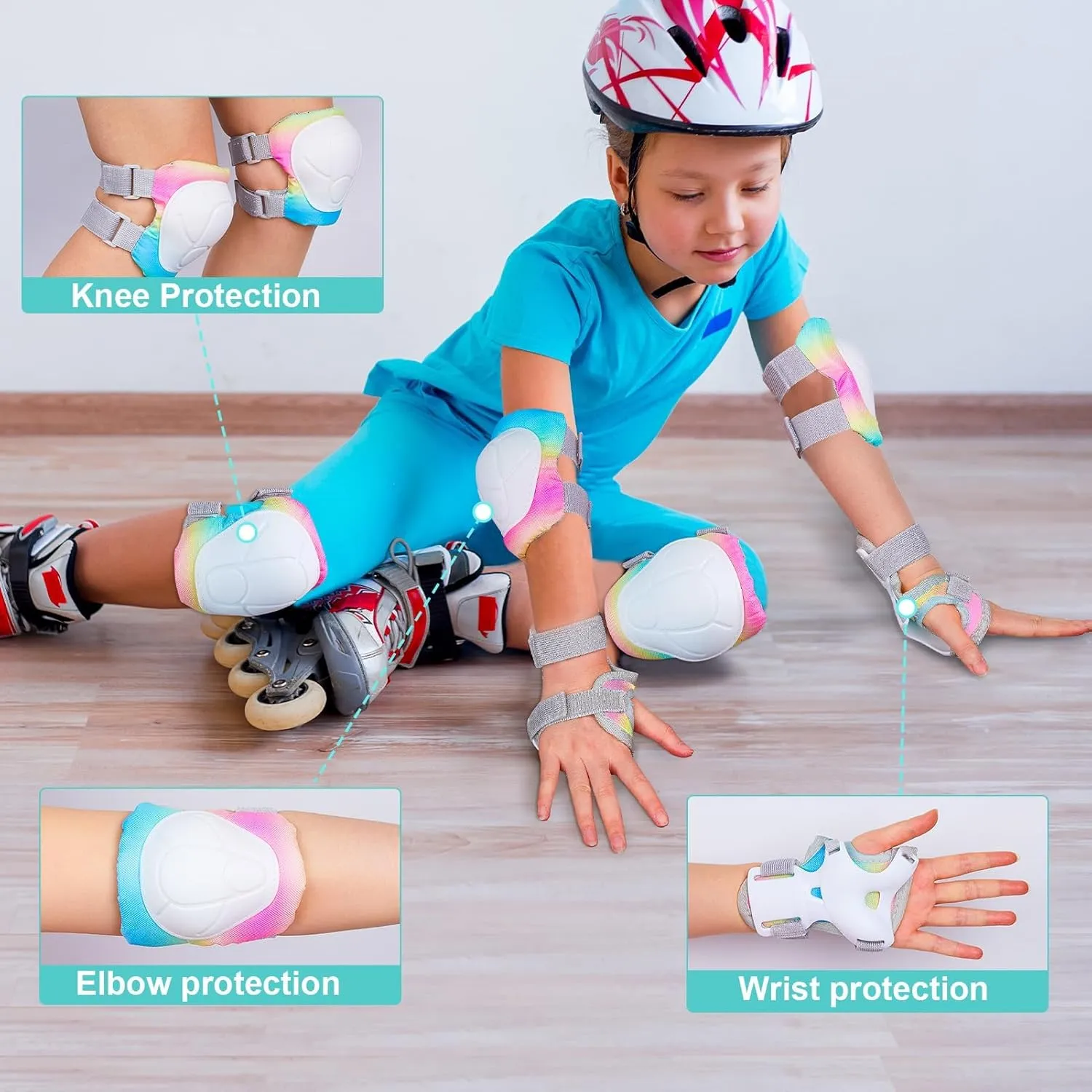 Knee Pads for Kids, Adjustable Toddler Knee Pads and Elbow Pads Set for Boys Girls 3-8-13 Years, Kids Protective Gear Set for Skating Roller Skate Scooter Cycling