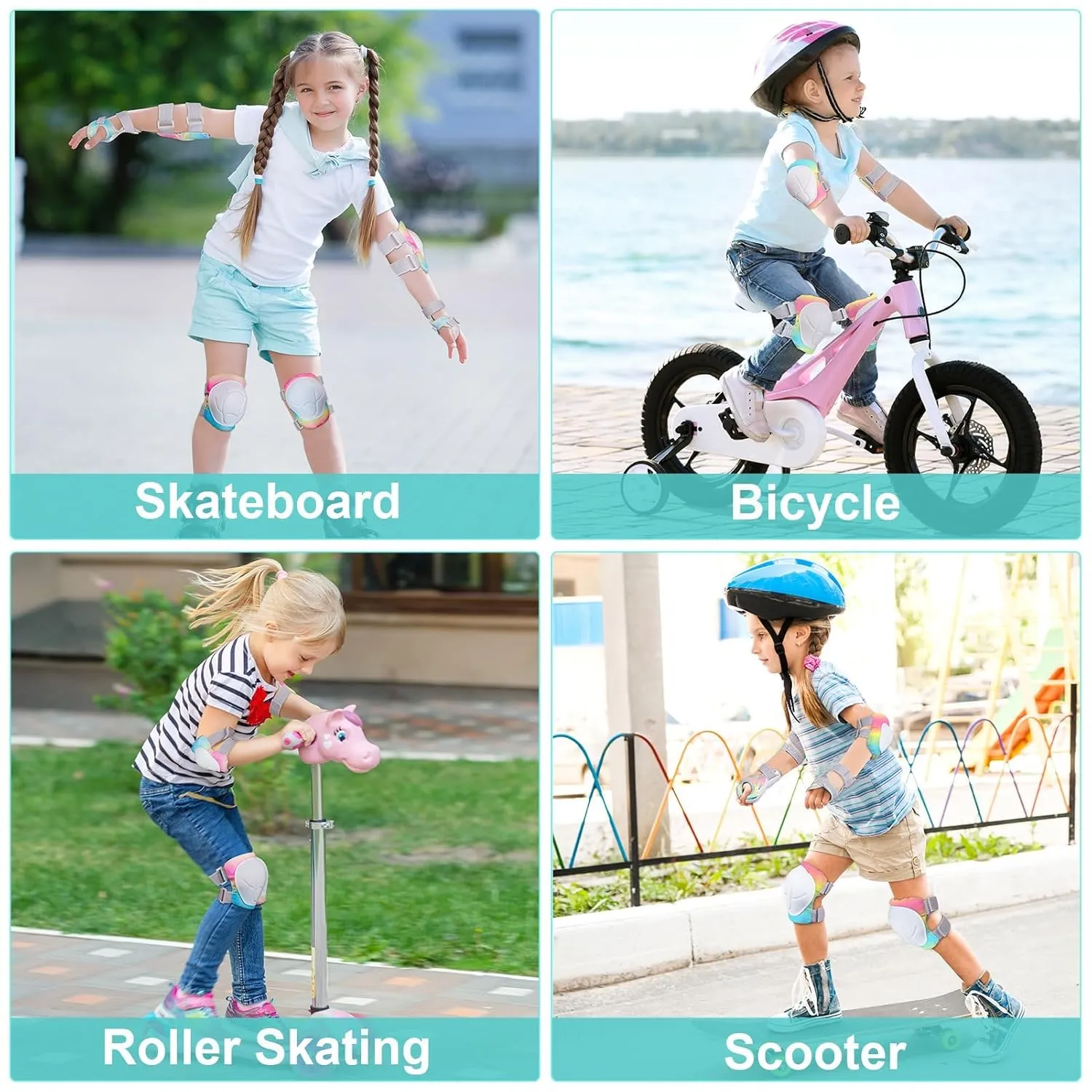 Knee Pads for Kids, Adjustable Toddler Knee Pads and Elbow Pads Set for Boys Girls 3-8-13 Years, Kids Protective Gear Set for Skating Roller Skate Scooter Cycling