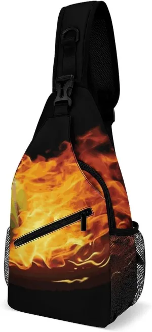 Lightweight Chest Bag Crossbody Bag Burning Tennis Pictures Sling Backpack for Women Men Sports Travel