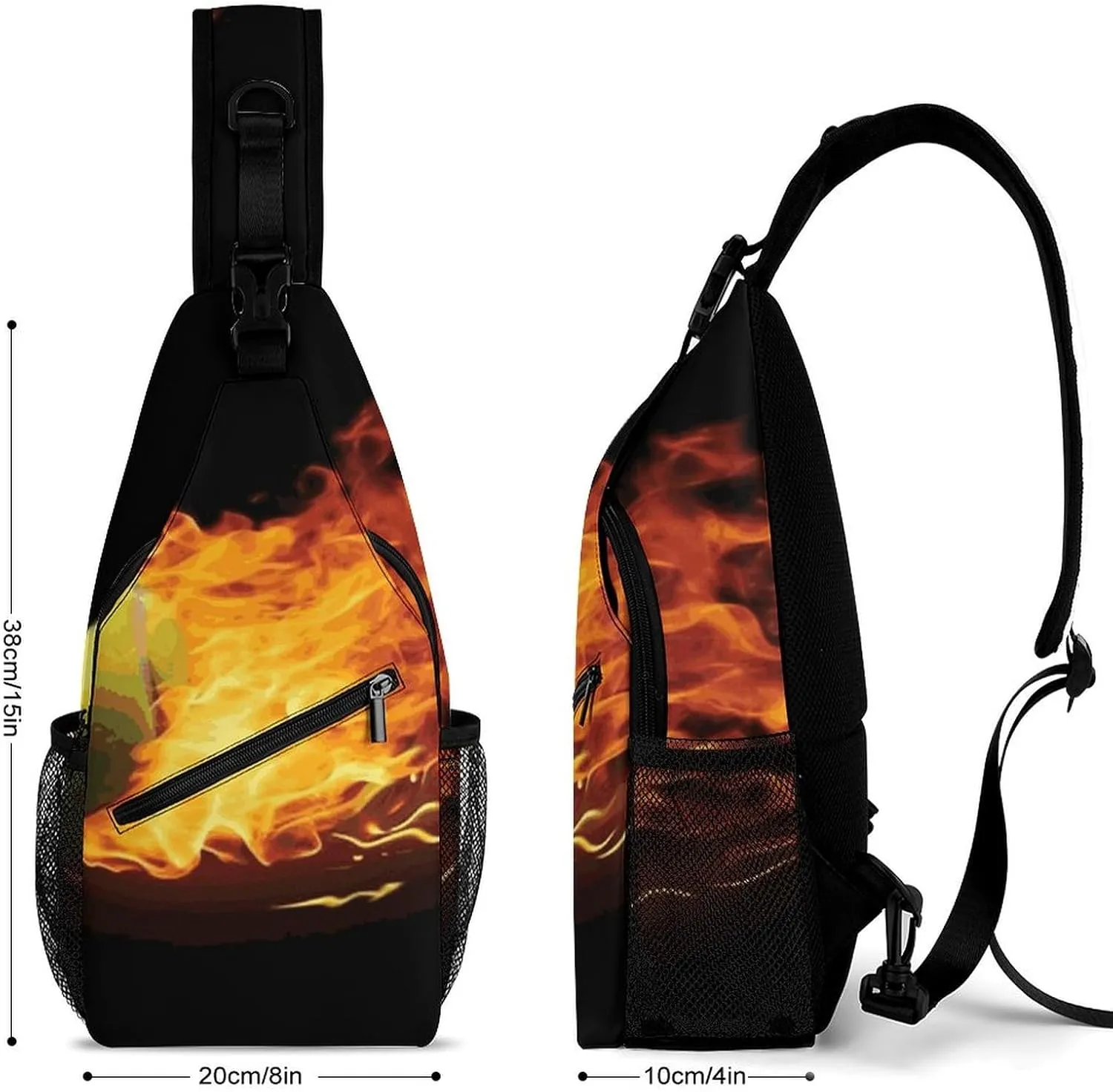 Lightweight Chest Bag Crossbody Bag Burning Tennis Pictures Sling Backpack for Women Men Sports Travel