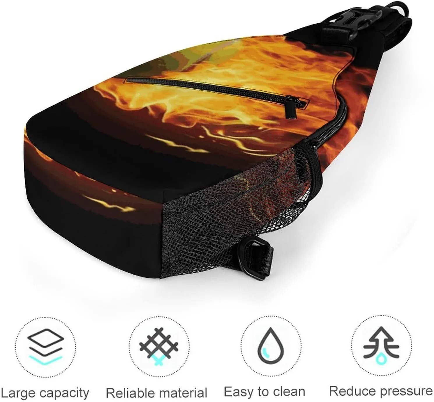 Lightweight Chest Bag Crossbody Bag Burning Tennis Pictures Sling Backpack for Women Men Sports Travel