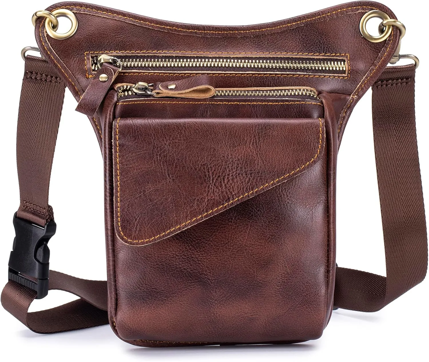 Motorcycle Drop Leg Bag Waist Pack for Men Women Outdoor Travel Sports Tactical Bike Cycling Riding Hiking Camping Pouch Belt Bumbag Coffee