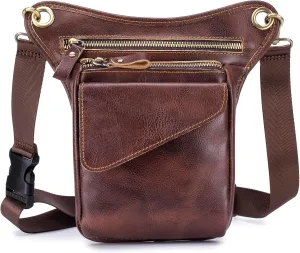 Motorcycle Drop Leg Bag Waist Pack for Men Women Outdoor Travel Sports Tactical Bike Cycling Riding Hiking Camping Pouch Belt Bumbag Coffee