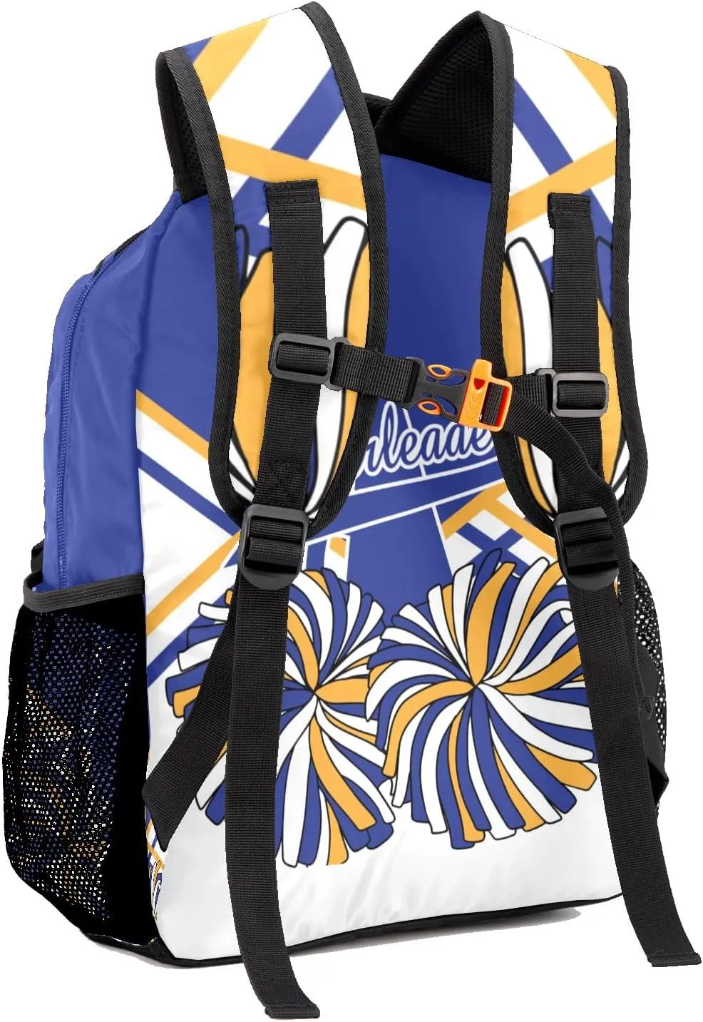 Personalized Custom Cheer Cheerleader Gold Blue Backpack Lightweight Travel Hiking Causual Bag With Name