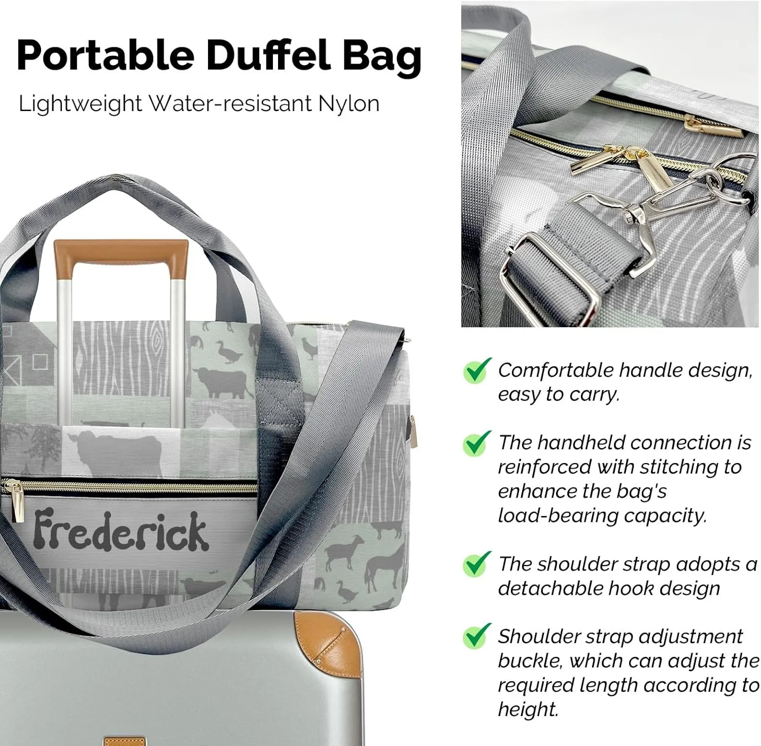 Personalized Farm Life Custom Multi-functional Travel Bag, Unisex Portable Duffel Bag, Short Distance Travel Assistant