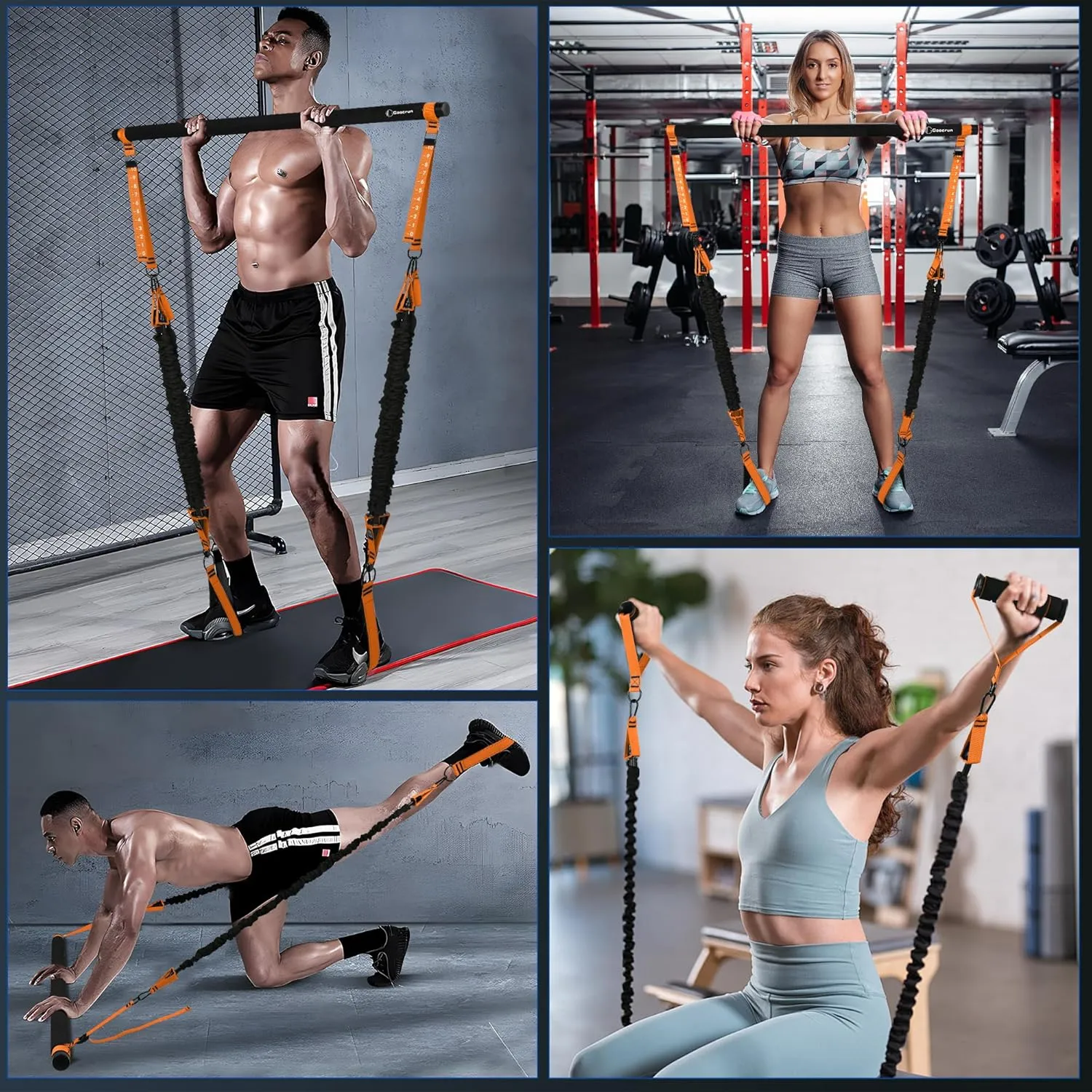 Portable Pilates Bar Kit with Resistance Bands for Men and Women - 3 Set Exercise Resistance Bands - Multifunctional Home Gym - Supports Full-Body Workouts  with Fitness Poster and Video