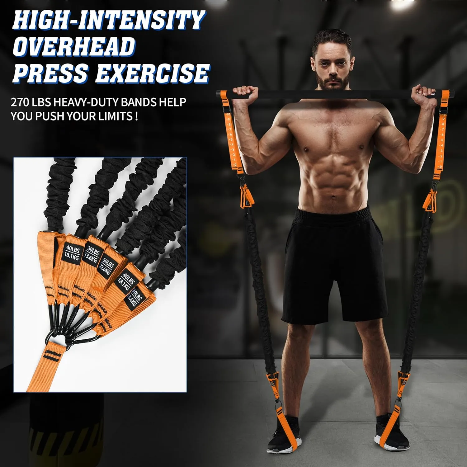 Portable Pilates Bar Kit with Resistance Bands for Men and Women - 3 Set Exercise Resistance Bands - Multifunctional Home Gym - Supports Full-Body Workouts  with Fitness Poster and Video