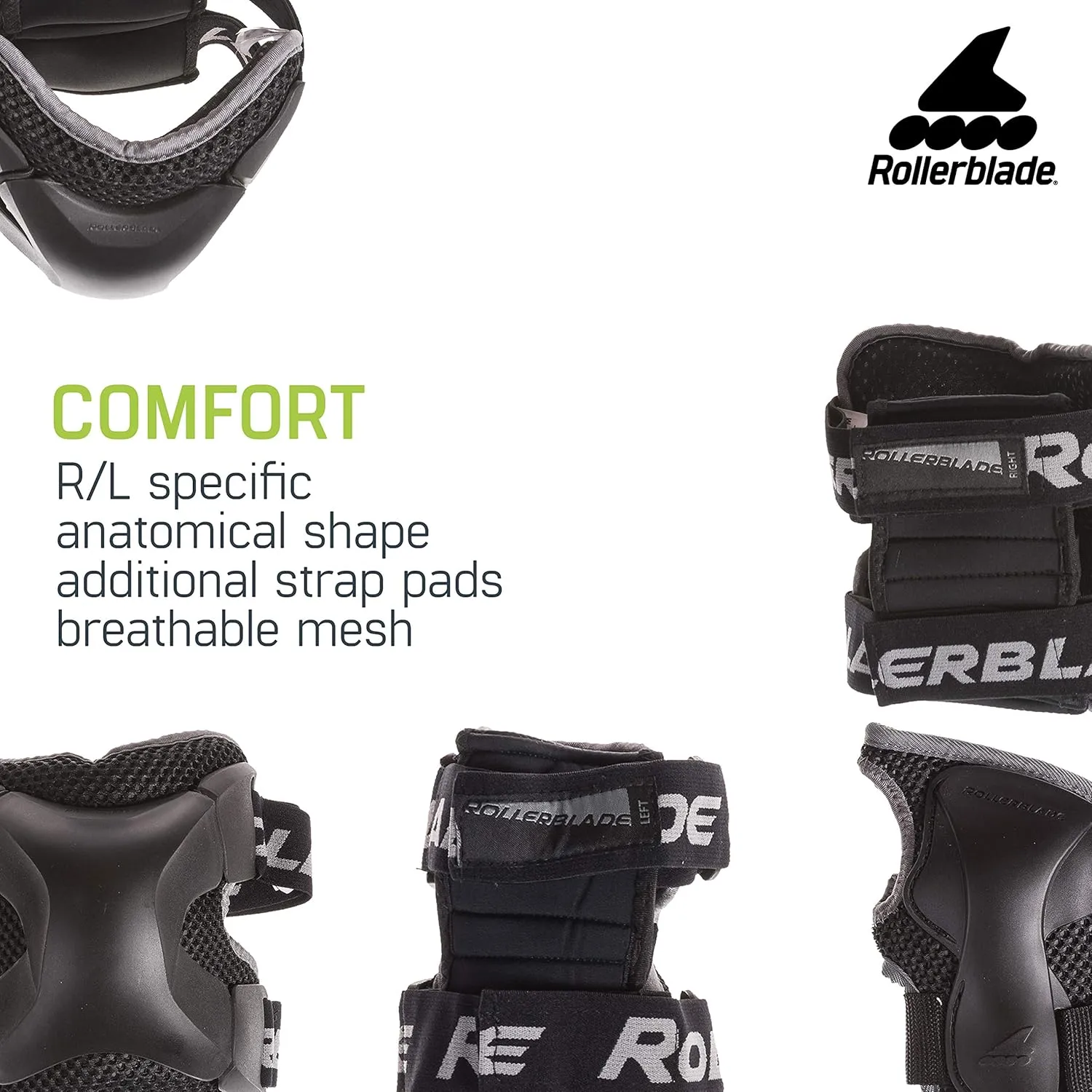 Rollerblade X Gear 3 Pack Protective Gear, Knee Pads, Elbow Pads and Wrist Guards, Inline Skating, Multi Sport Protection, Unisex, Black