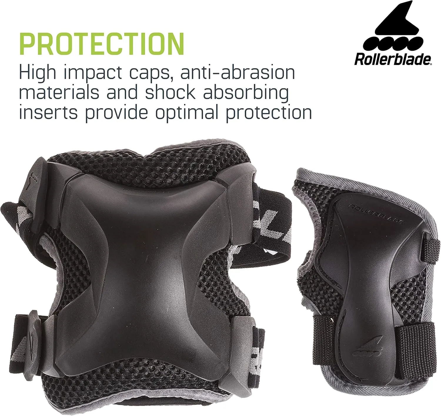 Rollerblade X Gear 3 Pack Protective Gear, Knee Pads, Elbow Pads and Wrist Guards, Inline Skating, Multi Sport Protection, Unisex, Black