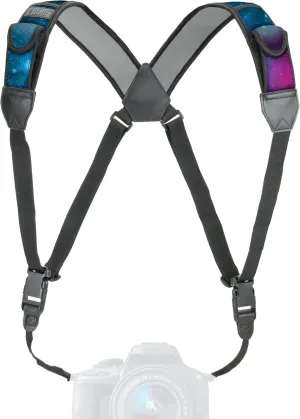 USA Gear DSLR Camera Strap Chest Harness with Quick Release Buckles, Galaxy Neoprene Pattern and Accessory Pockets - Compatible with Canon, Nikon, Sony and More Point and Shoot and Mirrorless Cameras