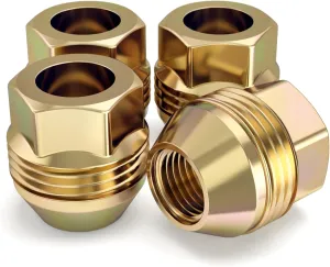 White Knight M14 x 1.50 Factory Style Lug Nuts for Select Chevrolet and GMC, Gold Zinc 7/8" Hex Open End Dual Thread Acorn, 2009-4 (4 Pack)