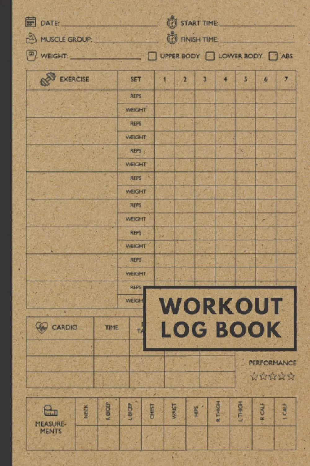 Workout Log Book: Gym Weight Lifting Log Book & Workout Journal for Men and Women | Bodybuilding Weightlifting Gym Planner Exercise Notebook & Fitness ... Diary Gift) | Minimal Brown Cover 120 Pages Paperback  Organizer, April 18, 2022